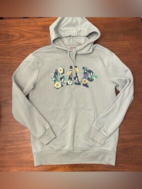 GAP Sage Green Floral Logo Hoodie